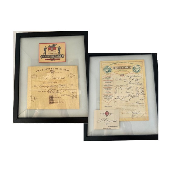 VTG Authentic Framed 1800's French Wine Collector's Receipt Decor Hanging -2 - Picture 2 of 4